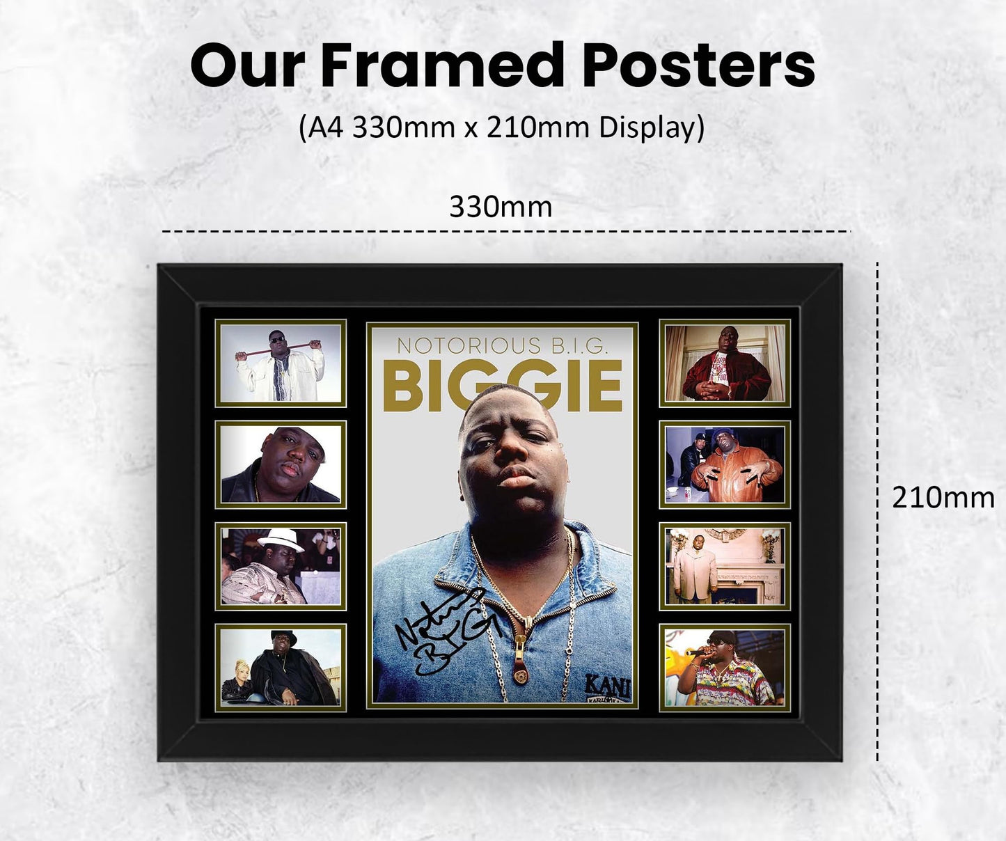 The Notorious B.I.G. Signed Poster Print- Limited Edition Autograph Fan Gift – Collectible Memorabilia Merchandise (Framed A4 (30x21cm))