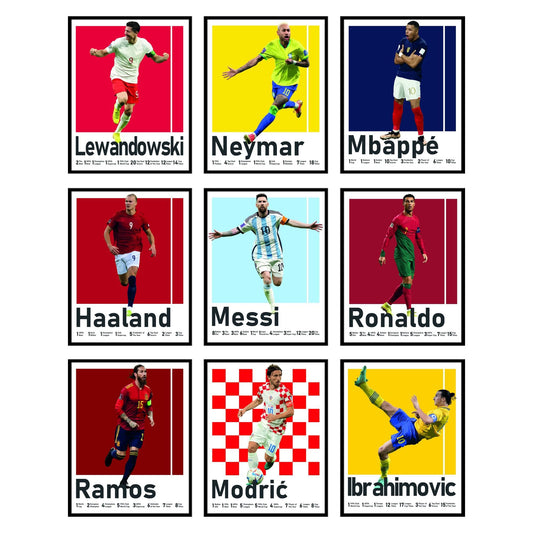 BigWig Prints Soccer Posters - Soccer Bedroom Decor For Boys, Messi Soccer Poster, Soccer Room Decor For Boys, Ronaldo And Messi Poster, Messi Posters For Boys Bedroom - Unframed Set Of 9 (8x10”)