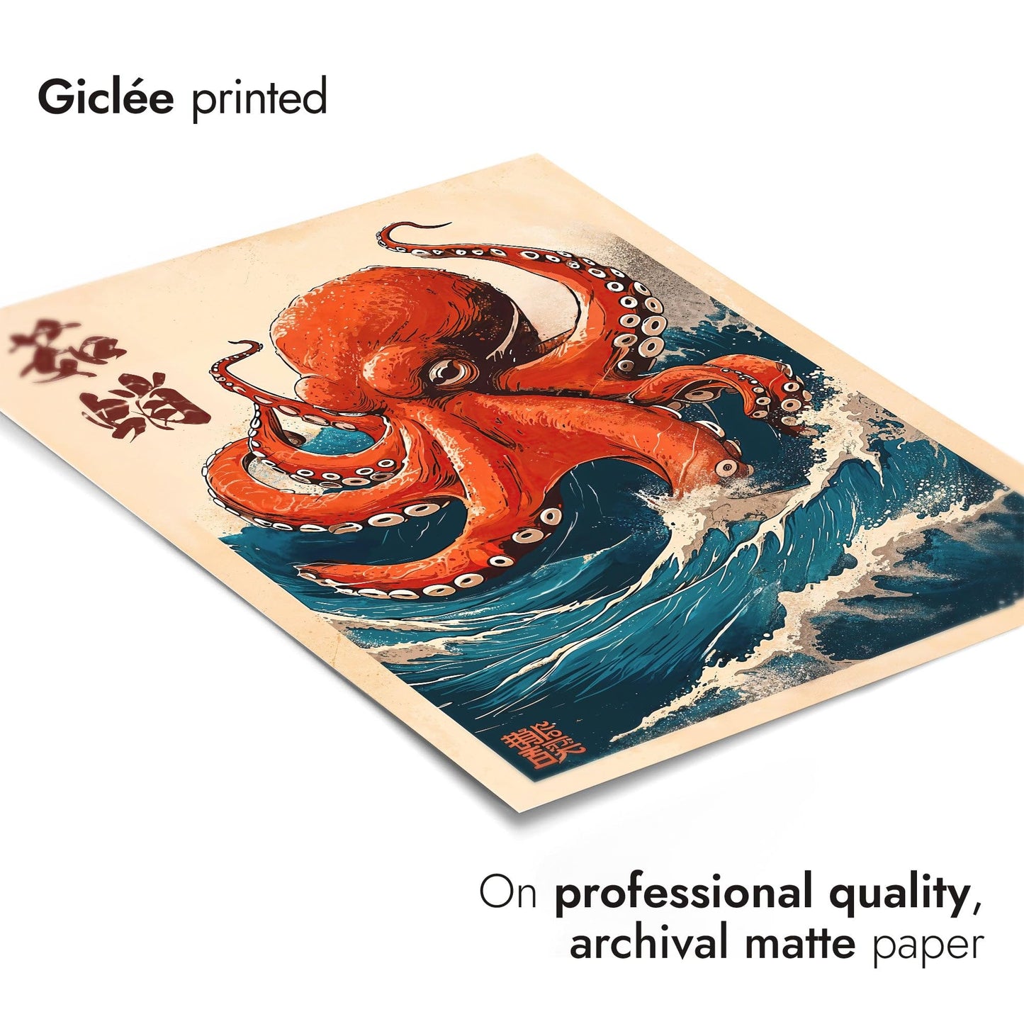 The Great Octopus Poster Japanese Anime Style Print. Great Wave Woodblock Animal Wall Art, Archival Matte, A5 (Print Only) - 21x14.8cm