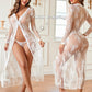 Avidlove Lace Kimono Lingerie Sexy Robe Gown Dress See-Through Coverup Babydoll White M