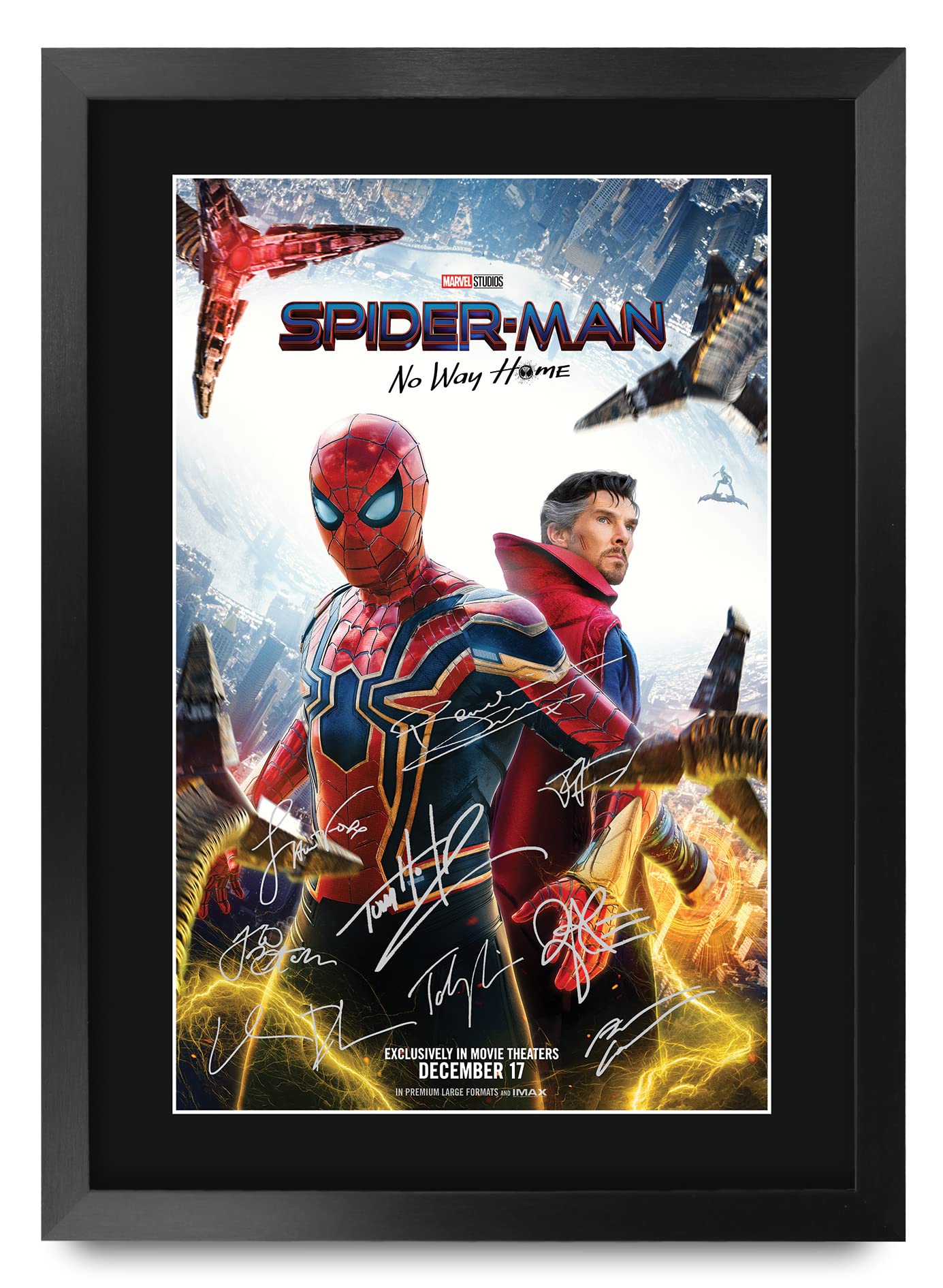 HWC Trading A3 FR Spider-Man: No Way Home Movie Poster Tom Holland Signed Gift FRAMED A3 Spiderman Spider Man Printed Autograph Film Gifts Print Photo Picture Display