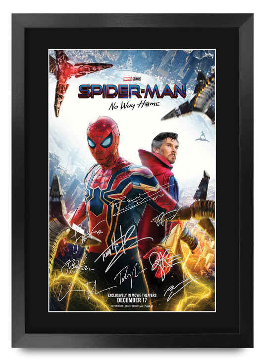 HWC Trading A3 FR Spider-Man: No Way Home Movie Poster Tom Holland Signed Gift FRAMED A3 Spiderman Spider Man Printed Autograph Film Gifts Print Photo Picture Display