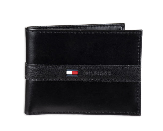 Tommy Hilfiger Men's Leather Wallet - Thin Sleek Casual Bifold with 6 Credit Card Pockets and Removable ID Window, Black