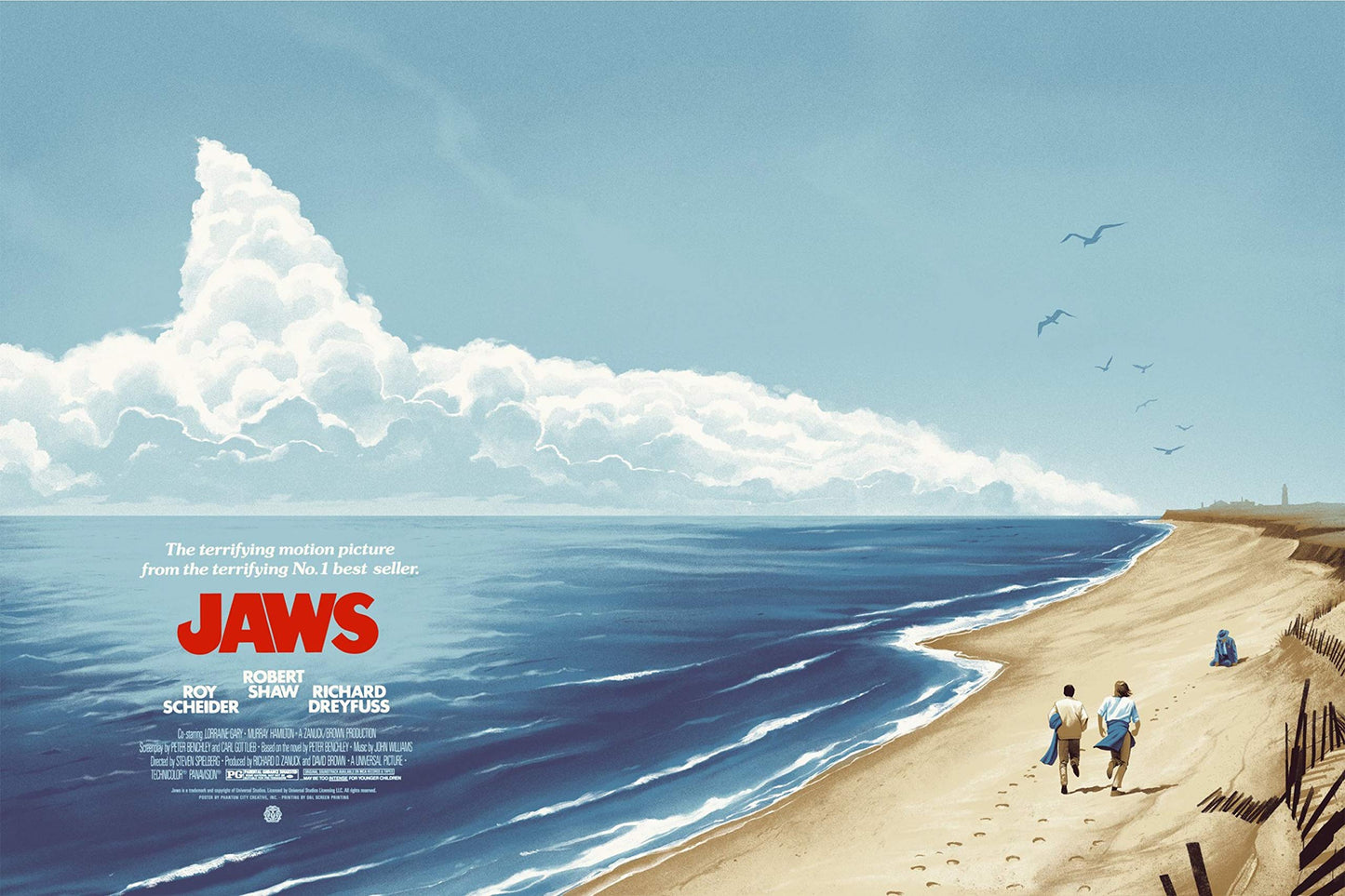 Jaws 1975 Vintage Classic movie Poster Art Print A3 42 x 30cm & A4 21 x 30 cm landscape (A3)