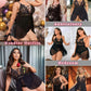 Avidlove Plus Size Lace Chemsie Woman Lingerie Babydoll Sleepwear Bridal Nightdress (Black, XXL)