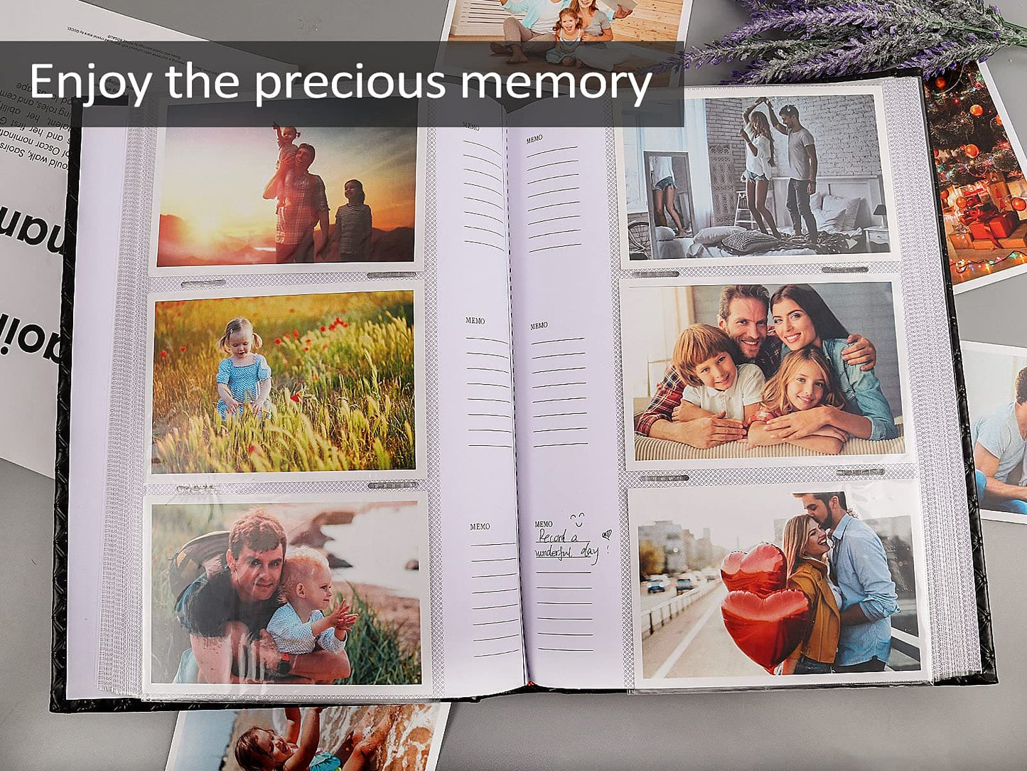 RECUTMS Photo Picture Album 4x6 300 Photos,Small Capacity PU Leather Album 4x6 Book Cover Wedding Family Photo Albums Holds 300 Horizontal Photos (Black)