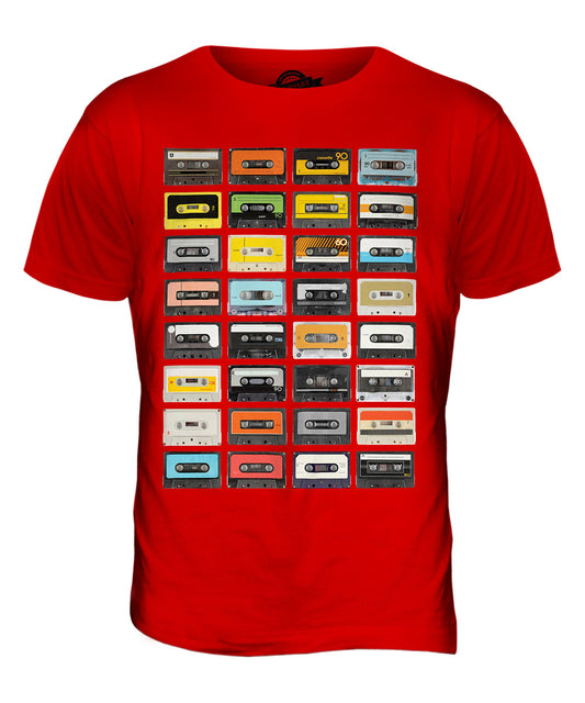 Candymix - Retro Music Cassette Tapes - Mens T Shirt Top T-Shirt, Size Large, Colour Red