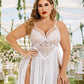 Avidlove Sexy Plus Size Lingerie for Women Lace Babydoll Chemise V Neck Sleepwear Mesh Nightwear Side Slit Nightie White