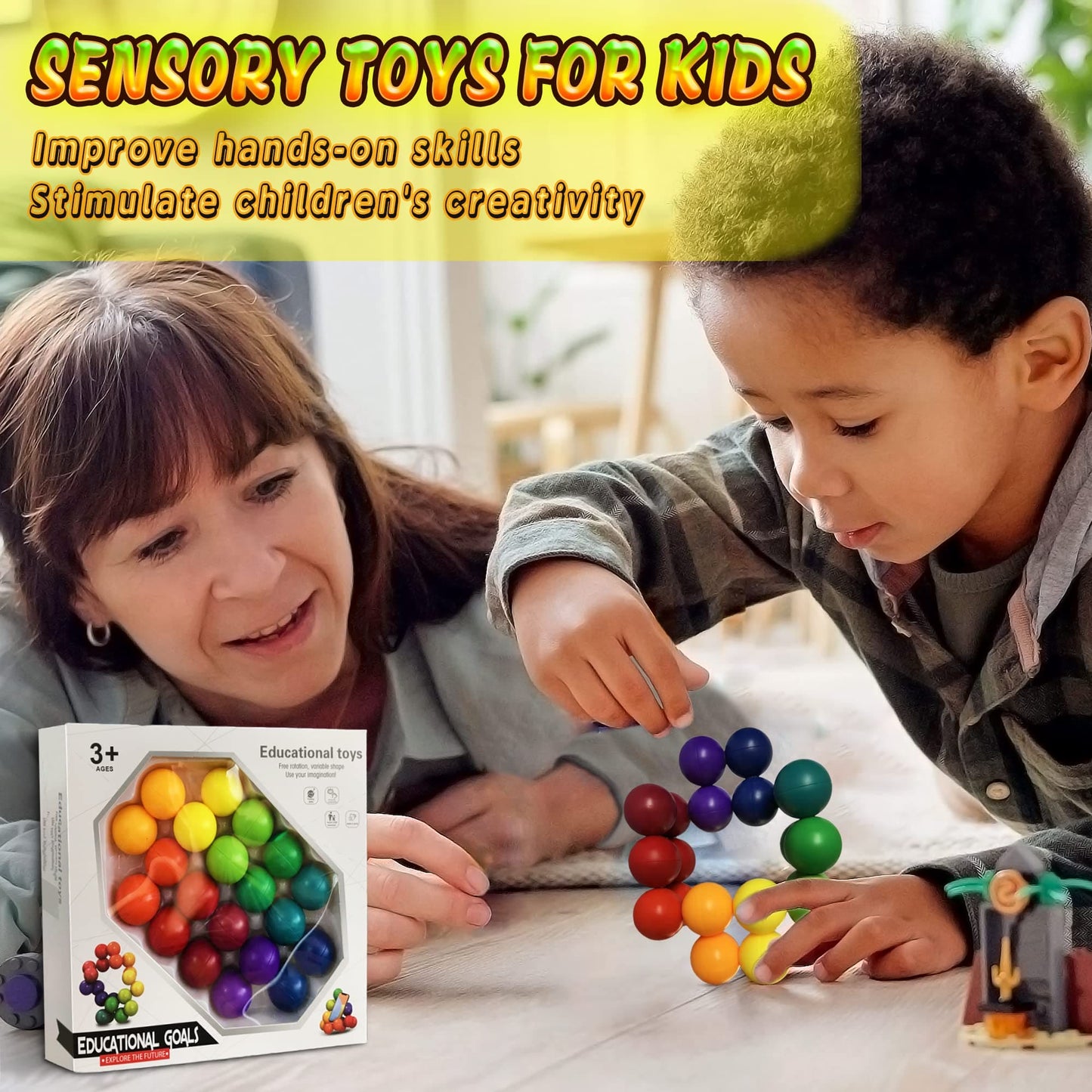 Sensory Fidget Toys for Kids Toddler Boy, Autism Figette Ball Autistic ADHD Cool Desk Toy, Calm Down Travel Airplane Essentials Toys for Age 3-12 Years Old, Perfect Stuffer Gifts for Kids Teens Girls