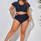 Hanna Nikole Women Push Up Swimwear V Neck Tummy Control Bikini Summer for Chubby Navy Blue 22