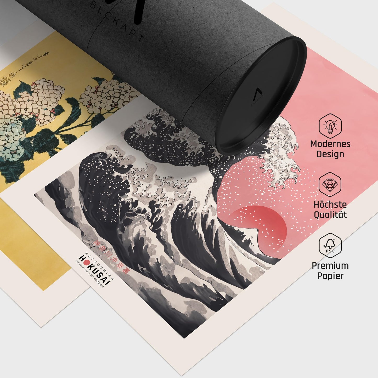 BLCKART Hokusai Poster Set, Japanese Wall Decoration, Japan Art Pictures, Bedroom Decoration, Living Room Decoration, Eclectic Paintings (3 x A3, Without Frame)