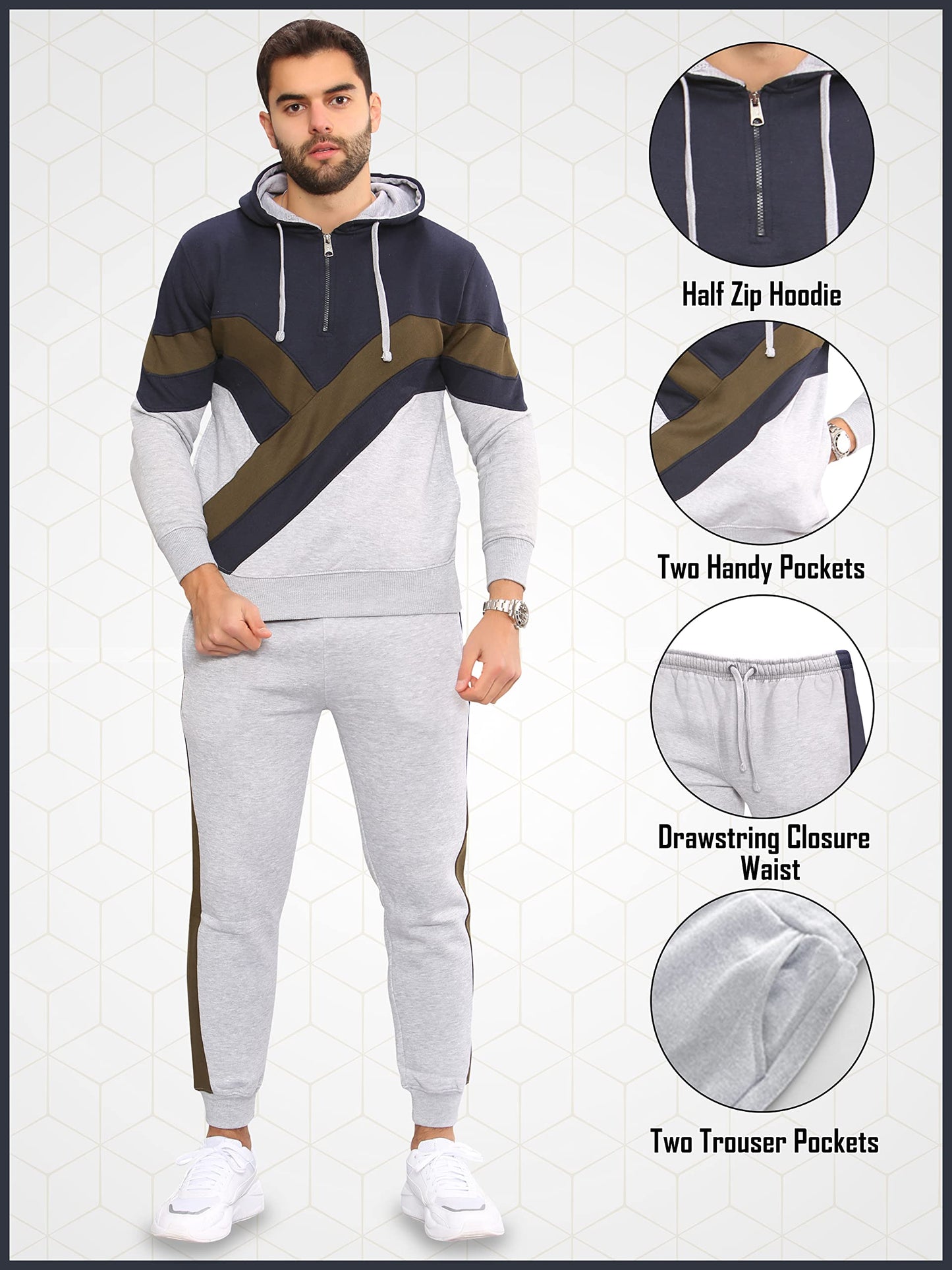 Love My Fashions® Men's Athletic Full-Zip Multi-Print Tracksuits Sports Casual Sweat Suit Slim Fit Warm Up Two-Piece Set