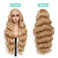 Humistwbiu Body Wave Wigs 13x6 Lace Front Wig Pre-Plucked Hairline with Baby Hair Transparent Swiss Lace Heat Resistant Synthetic Hair Glueless Lace Front Wavy Wigs for Women 32 Inch (Honey Blonde)