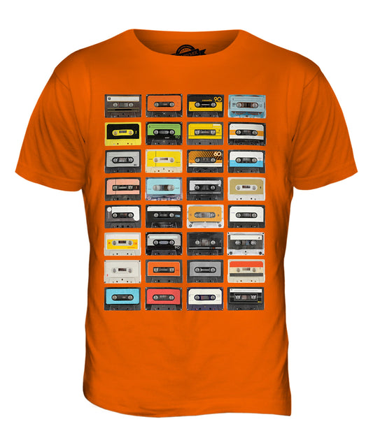 Candymix - Retro Music Cassette Tapes - Mens T Shirt Top T-Shirt, Size Large, Colour Orange