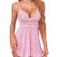 Avidlove Womens Lingerie V-Neck Lace Babydoll Sexy Teddy Sleepwear Strap Chemise Pink Small