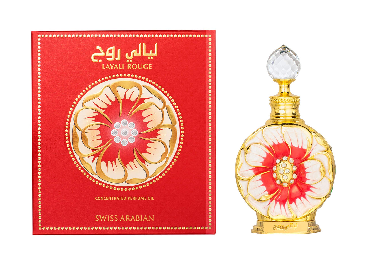 Swiss Arabian Layali Rouge For Women - Floral, Fruity Gourmand Concentrated Perfume Oil - Luxury Fragrance From Dubai - Long Lasting Artisan Perfume With Notes Of Papaya, Peach, And Coconut - 0.5 Oz