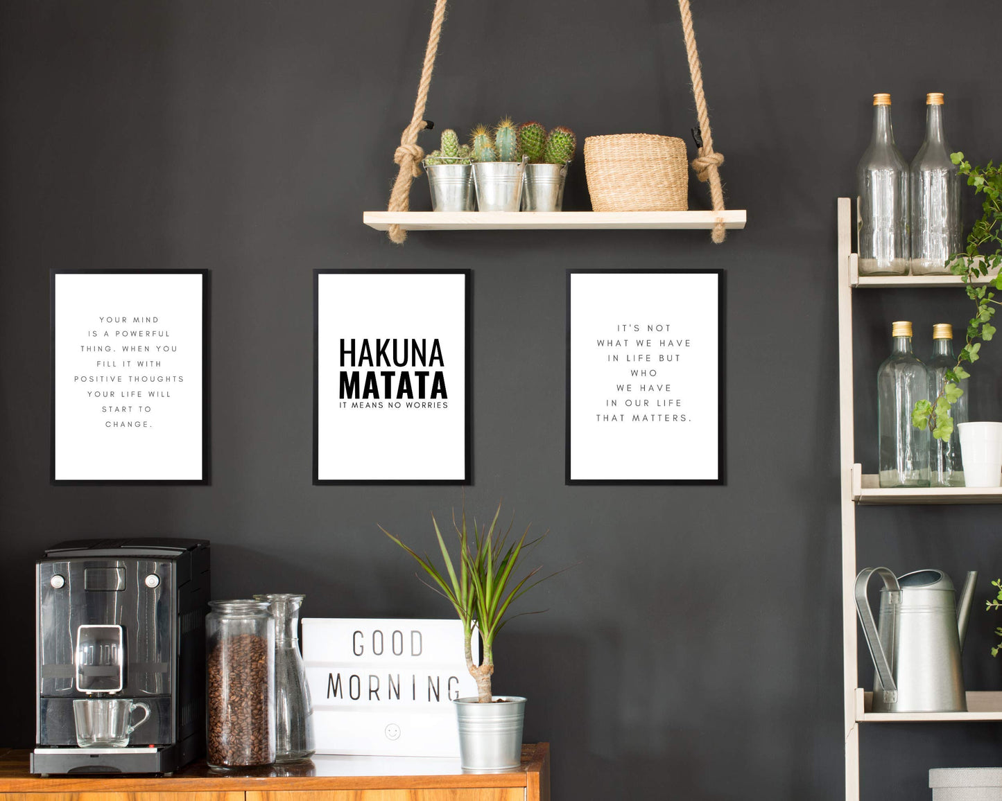 State Media Vision 3 Set Minimalist Motivational Prints | Unique Premium Home, Kitchen, Bathroom, Living Room Inspiring Wall Art (A4 (29.1cm x 21cm))