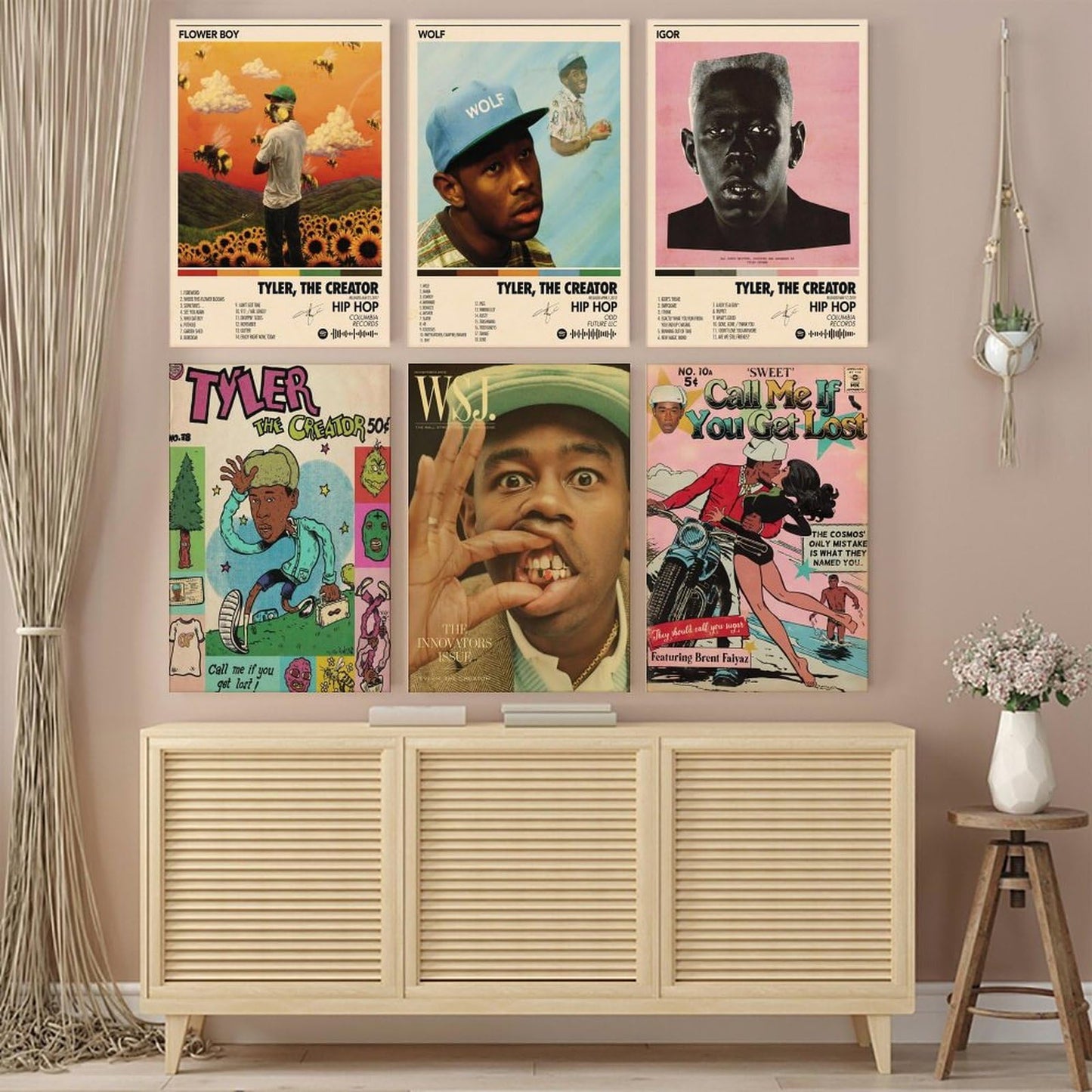 BBLKDZTX Tyler The Creator Poster (Set of 6) Album Cover Posters Music Canvas Posters For Bedroom Aesthetic Wall Art Posters & Prints 08x12inch(20x30cm) Style