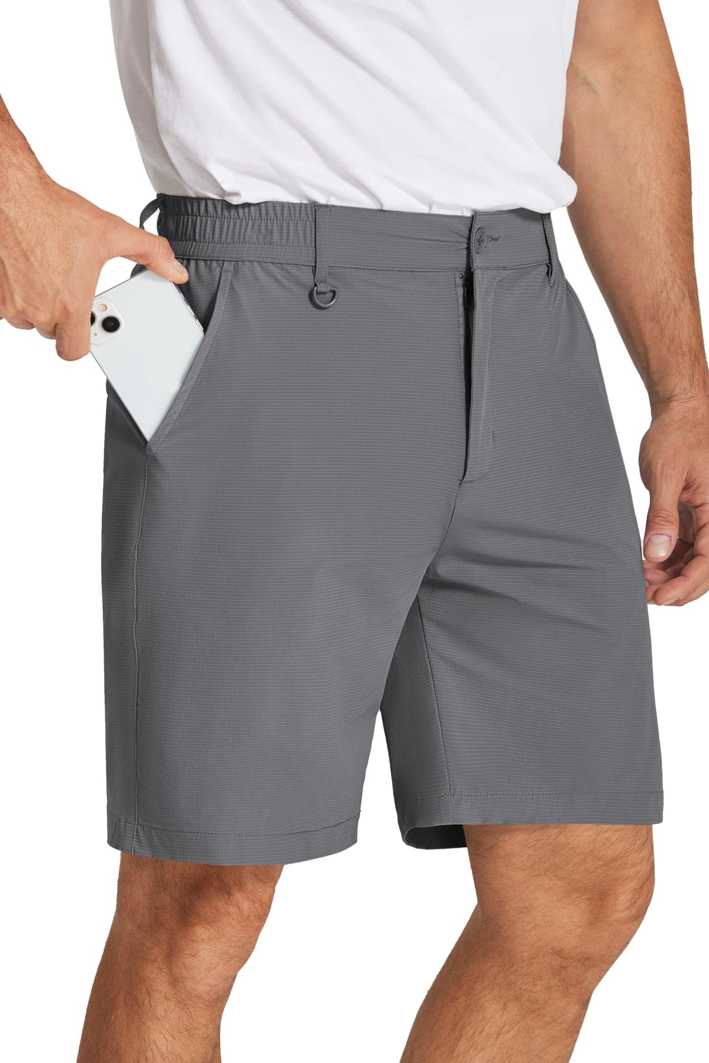 COOFANDY Mens Golf Shorts 8 inch Lightweight Hiking Travel Summer Shorts Quick Dry Casual Work Dress Shorts Dark Grey