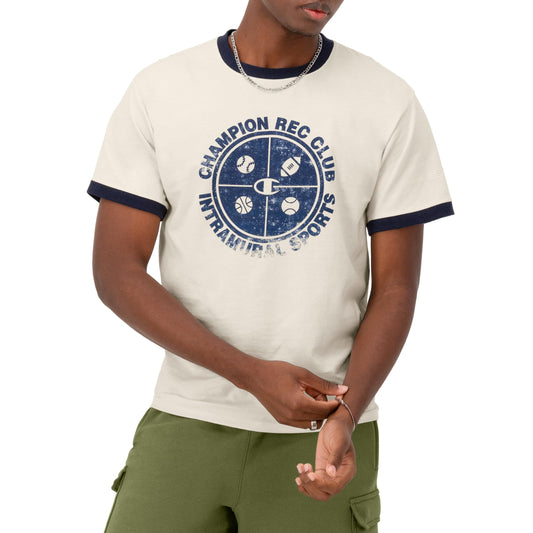 Champion, Classic, Comfortable Crewneck Men's T-Shirt, Graphic Tee, Natural Rec Intramural