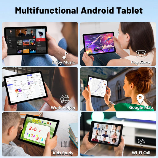 Tablet 10 Inch Android 14 Octa-Core 8GB RAM 32GB ROM 1TB TF Extension 1280x800 IPS Touchscreen GMS-Certified Tablet PC 2.4GHz/5GHz WiFi Bluetooth 5.3 Widevine L1 Dual Camera Speakers 5000mAh (Black)