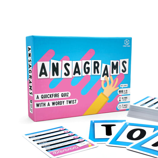 Format Games Ansagrams Trivia Card Game | A Quick-Fire Quiz With A Wordy Twist | 3 Players + | Ages 12+ | 500 Questions | 30 Minute Play