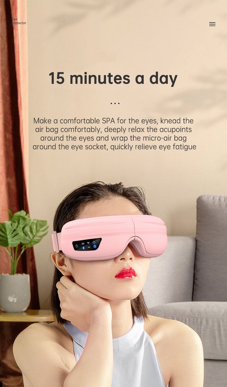 Eye Massager Air Pressure Vibration Eye Protector Bluetooth Eye Massage Relax Migraines Relief Improve Sleep