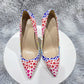 Tikicup Colorful Spotted Print Women Glossy Pointy Toe High Heel Shoes Comfortable Slip On Stiletto Pumps for Floral Dress、