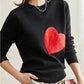 Wholesale Women Knit Sweater Embroidery Red Heart O-Neck Simple Style Fall Spring Autumn Slim Pullover Harajuku