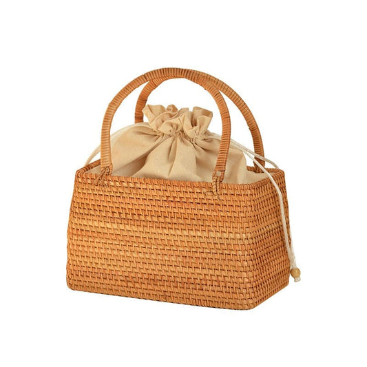 Pure handmade basket Nordic style storage picnic travel basket woven rattan women handbag