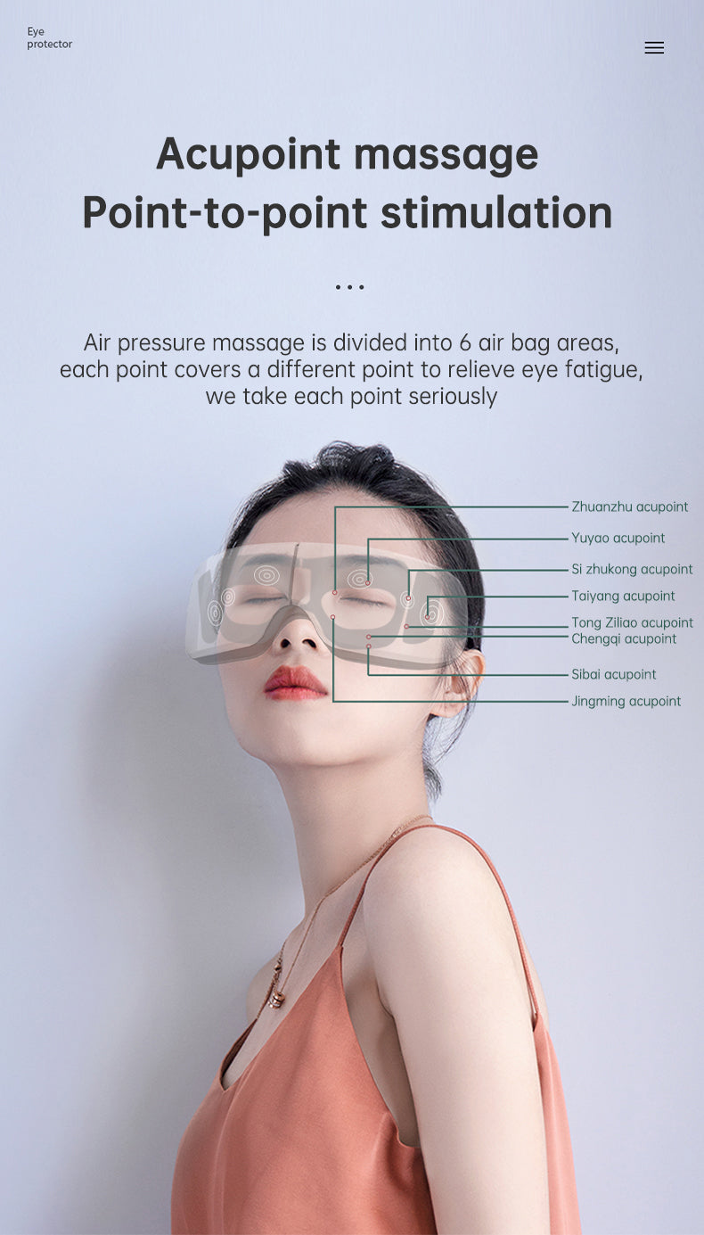 Eye Massager Air Pressure Vibration Eye Protector Bluetooth Eye Massage Relax Migraines Relief Improve Sleep