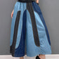 Fashion Casual Patchwork Elastic Waist Wide Leg Pants Ankle Length Pants Trendy Women Pants