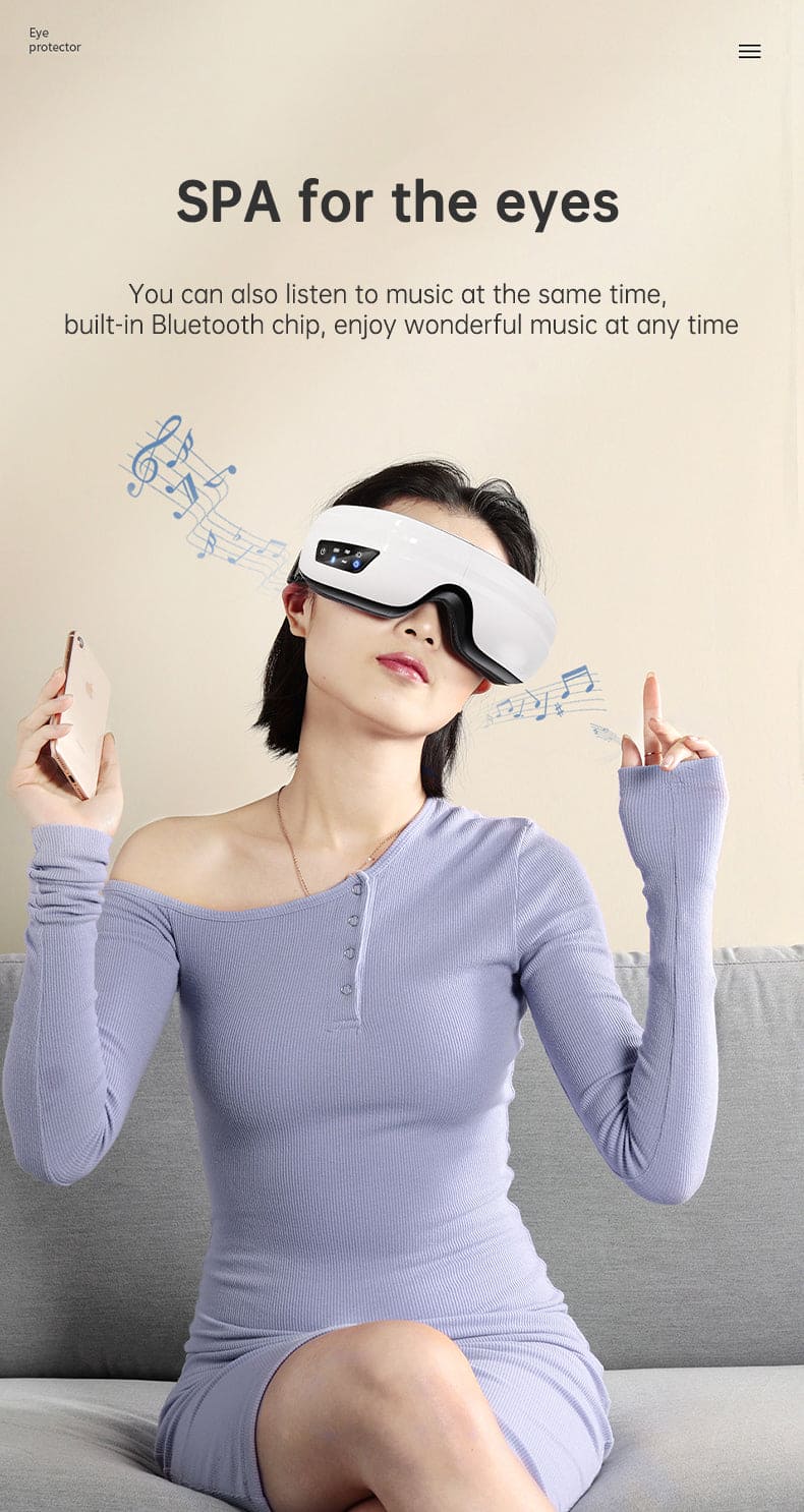 Eye Massager Air Pressure Vibration Eye Protector Bluetooth Eye Massage Relax Migraines Relief Improve Sleep