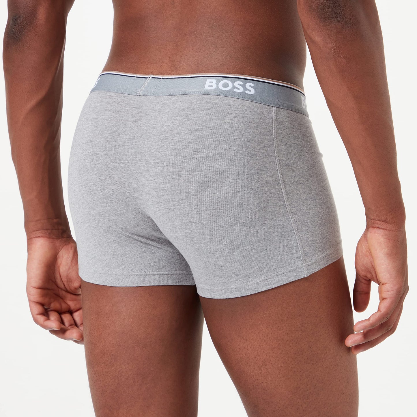 BOSS Mens Trunk 3P Power Three-Pack of Logo-Waistband Trunks in Stretch Cotton