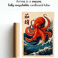 The Great Octopus Poster Japanese Anime Style Print. Great Wave Woodblock Animal Wall Art, Archival Matte, A5 (Print Only) - 21x14.8cm