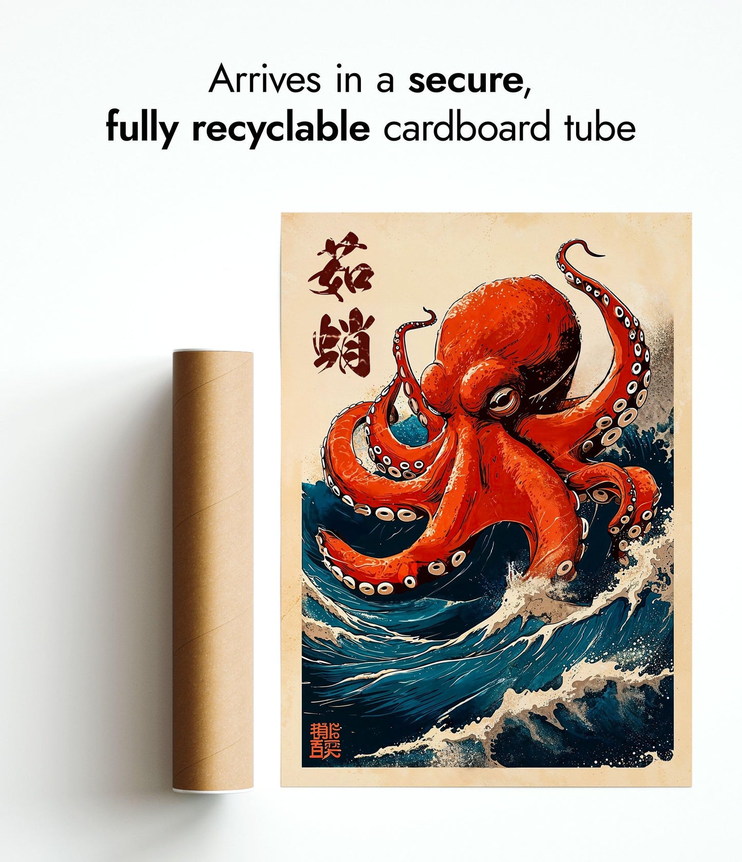 The Great Octopus Poster Japanese Anime Style Print. Great Wave Woodblock Animal Wall Art, Archival Matte, A5 (Print Only) - 21x14.8cm