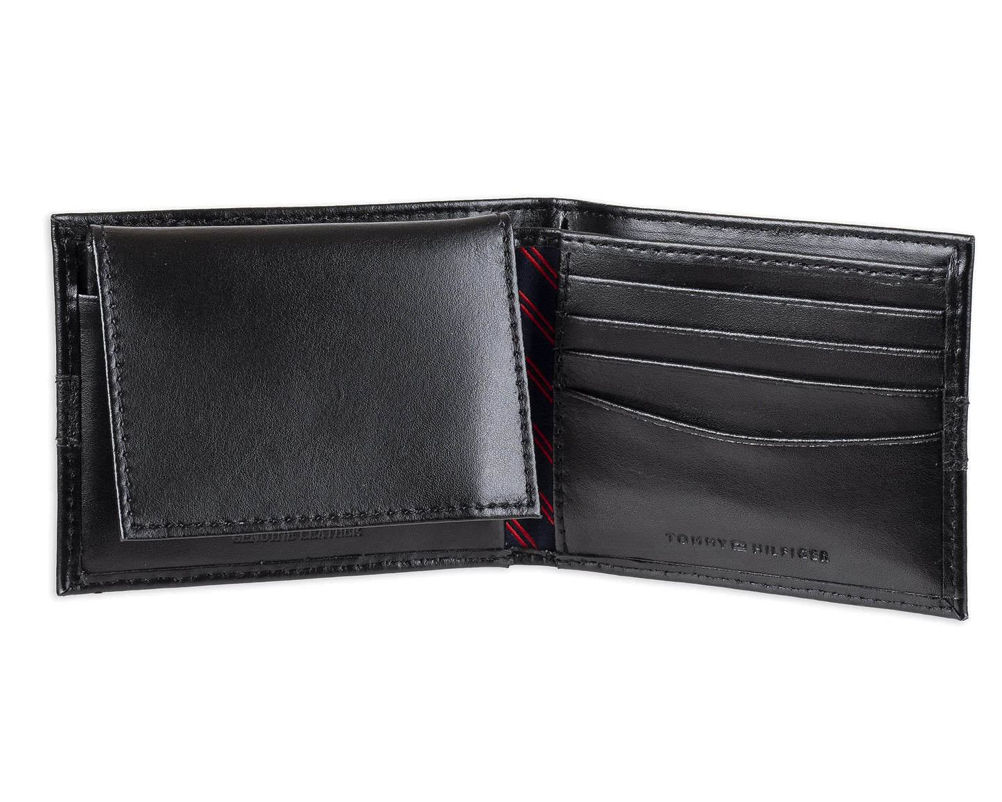 Tommy Hilfiger Men's Leather Wallet - Thin Sleek Casual Bifold with 6 Credit Card Pockets and Removable ID Window, Black