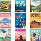 Olivia Samuel 9 x Vintage Travel Posters from A4 Size on thick 350gsm card. Set 2 ** UNFRAMED **