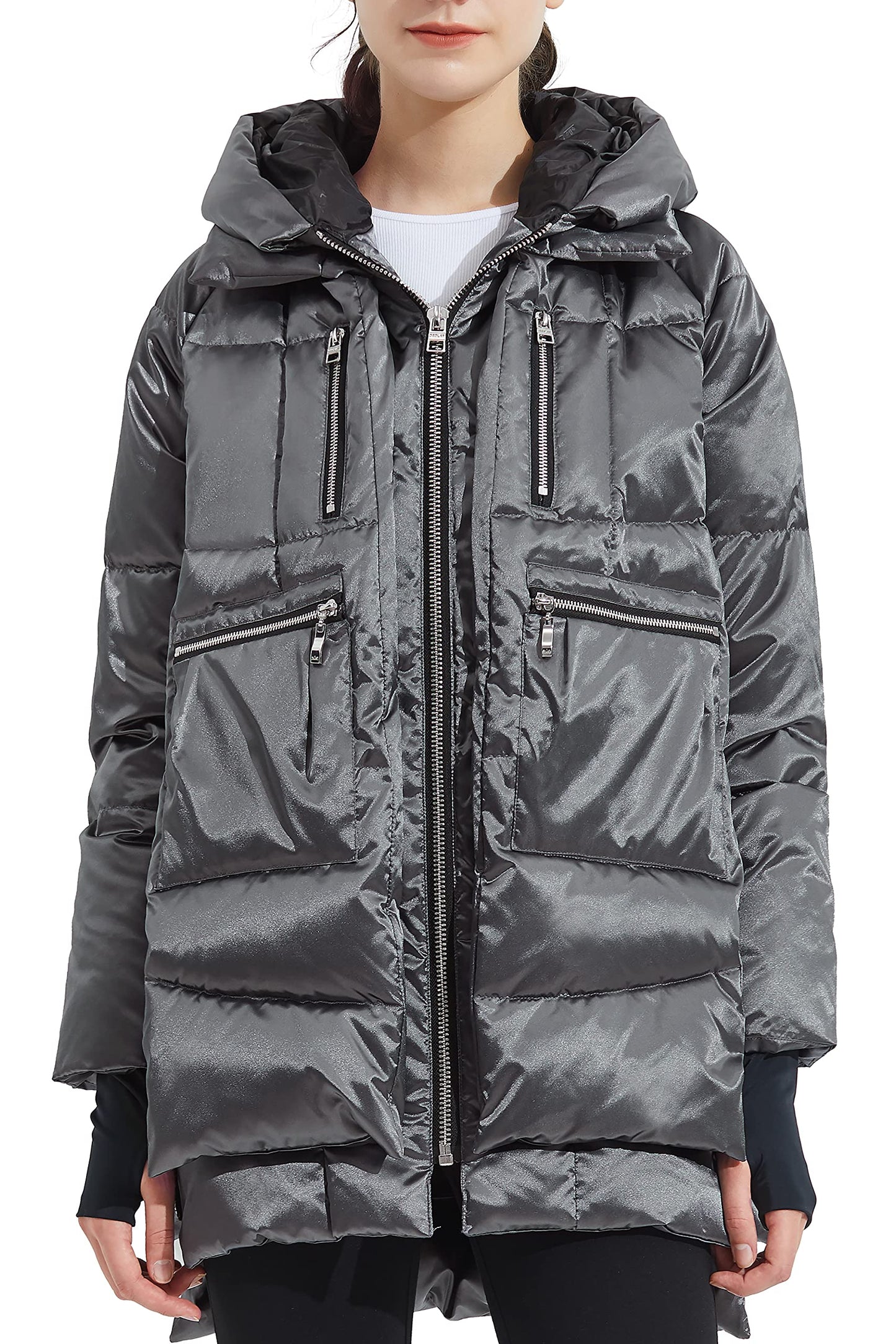 Orolay Women's Thickened Down Jacket, Grey,Darkgray, M