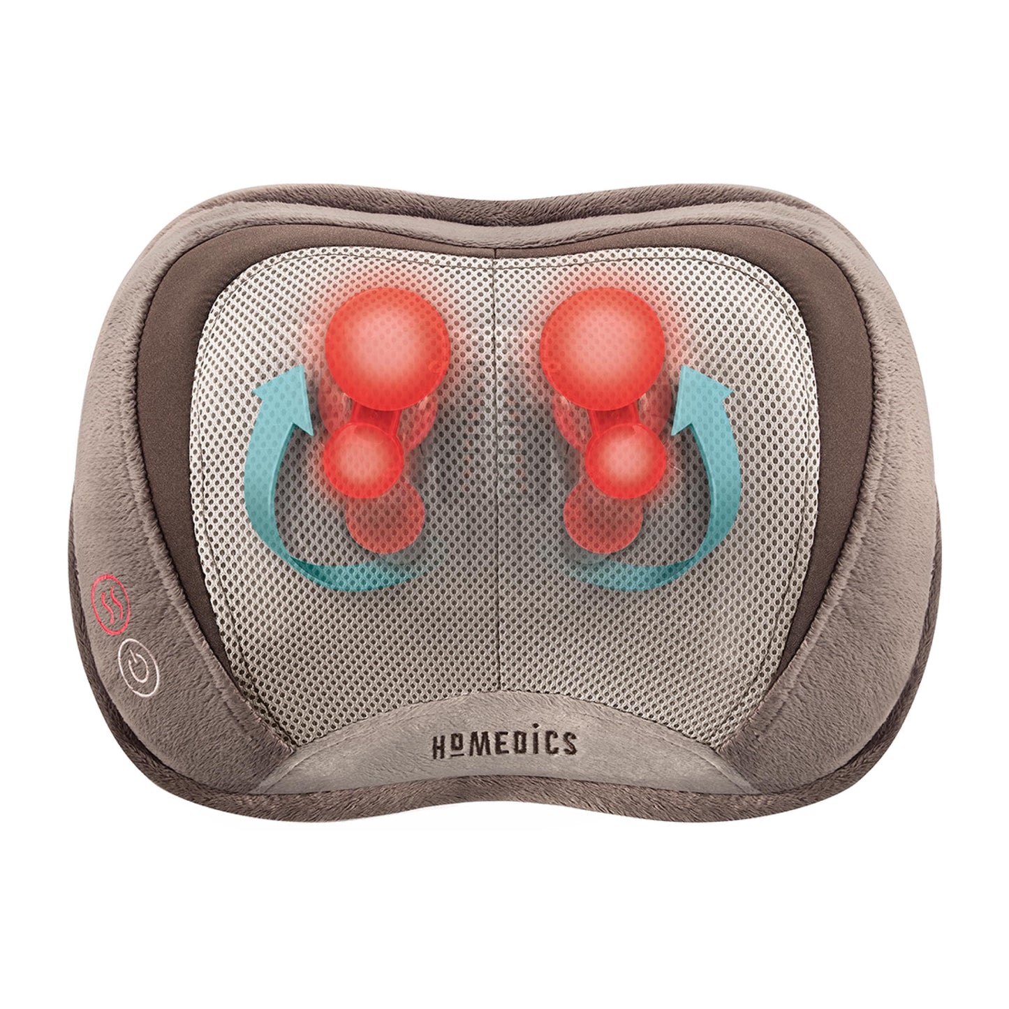 Homedics Back and Neck Massager, Portable Shiatsu All Body Massage Pillow with Heat, Targets Upper and Lower Back, Neck and Shoulders. Lightweight for Travel