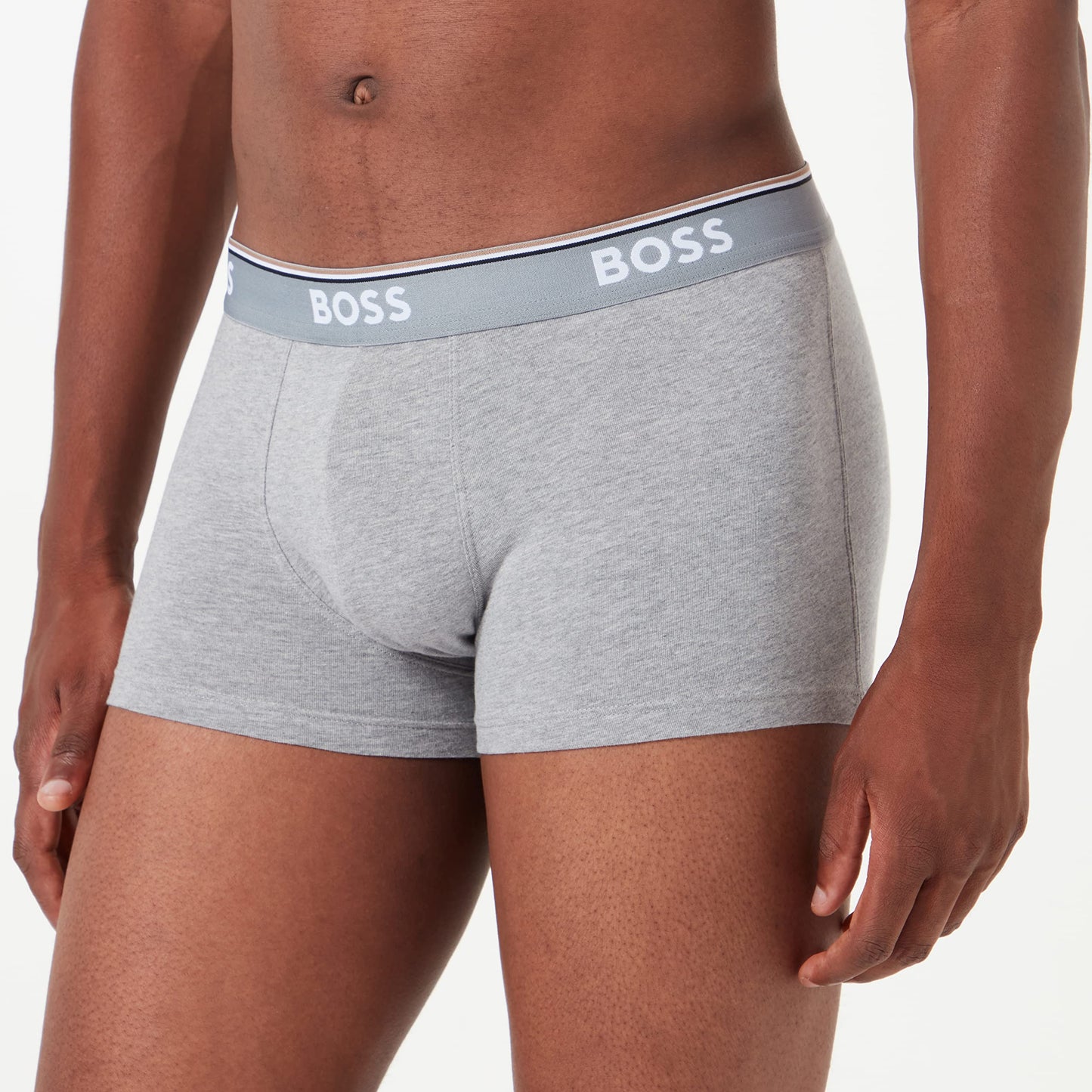 BOSS Mens Trunk 3P Power Three-Pack of Logo-Waistband Trunks in Stretch Cotton