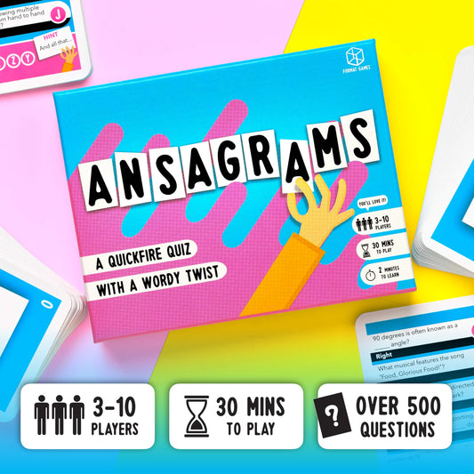 Format Games Ansagrams Trivia Card Game | A Quick-Fire Quiz With A Wordy Twist | 3 Players + | Ages 12+ | 500 Questions | 30 Minute Play