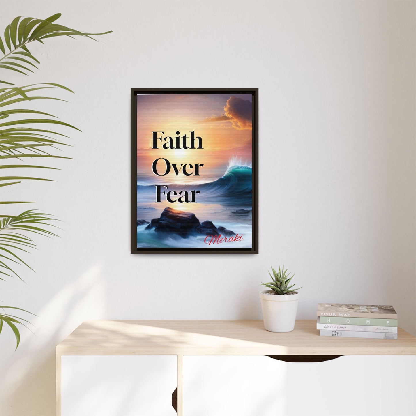 Faith over fear Matte Canvas, Framed (Multi-color) by Meraki  studio