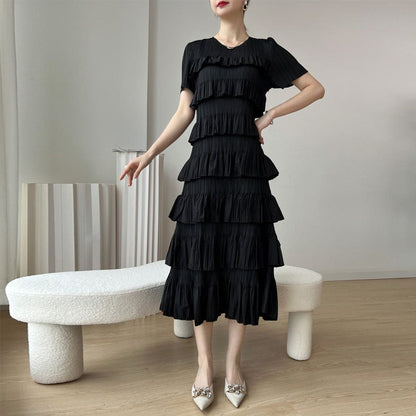 Spliced Pleated Dress For Women