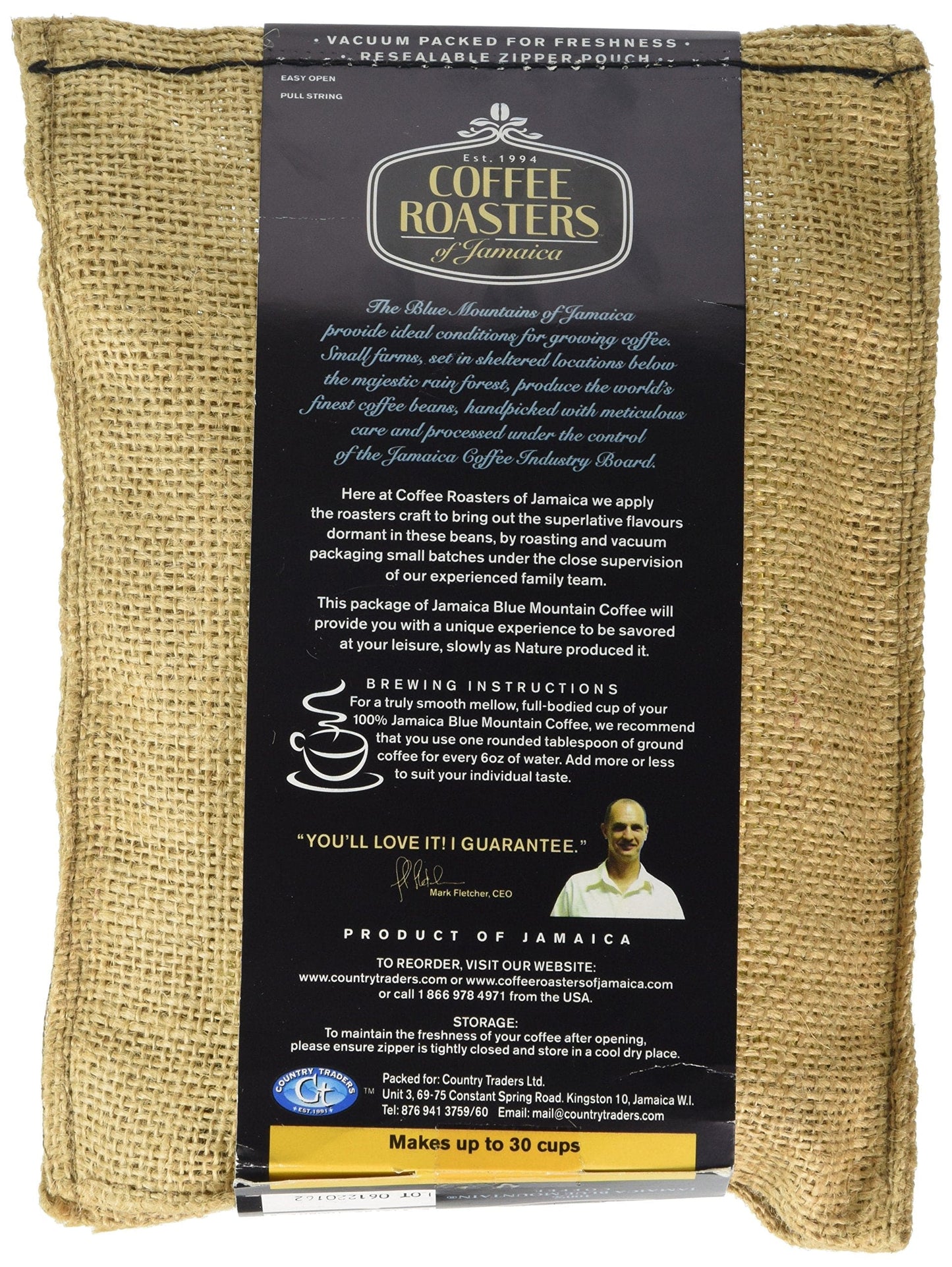 Blue Mountain Coffee 100% Jamaica Roasted and Ground (227g bag)