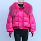 Winter Down Jacket Women Large Real Raccoon Fur Collar Short Female Parkas Thick Warm 90% Duck Down Coat Loose