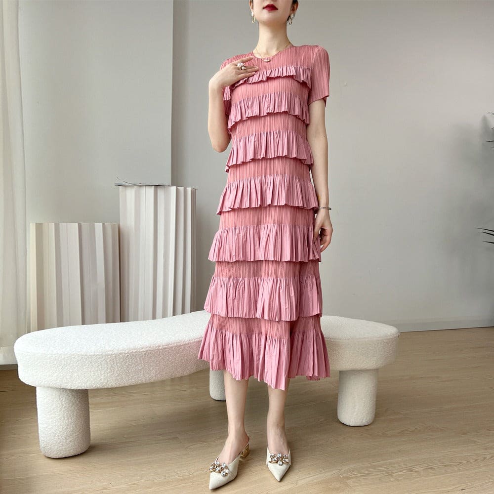 Spliced Pleated Dress For Women