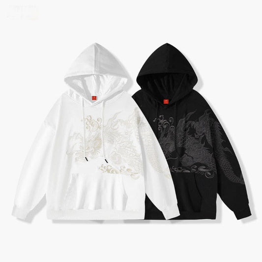 Chinese fashion brand autumn embroidered printed hoodie sweatshirt for men and women street couple loose national trend tops