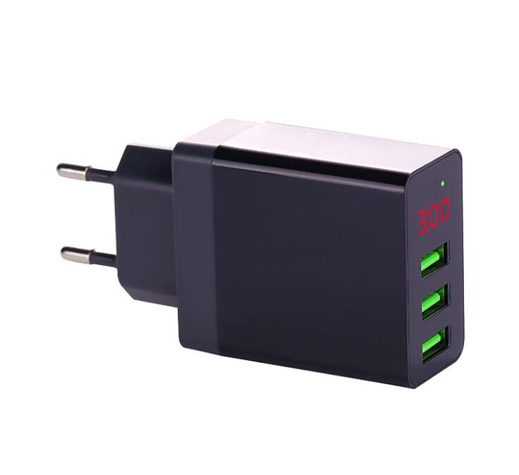 Phone Charger,EU 3.4A/5V 3 Port LED Display Usb Charger