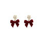 Floral Bowtie Camellia Earrings for Women in Autumn and Winter